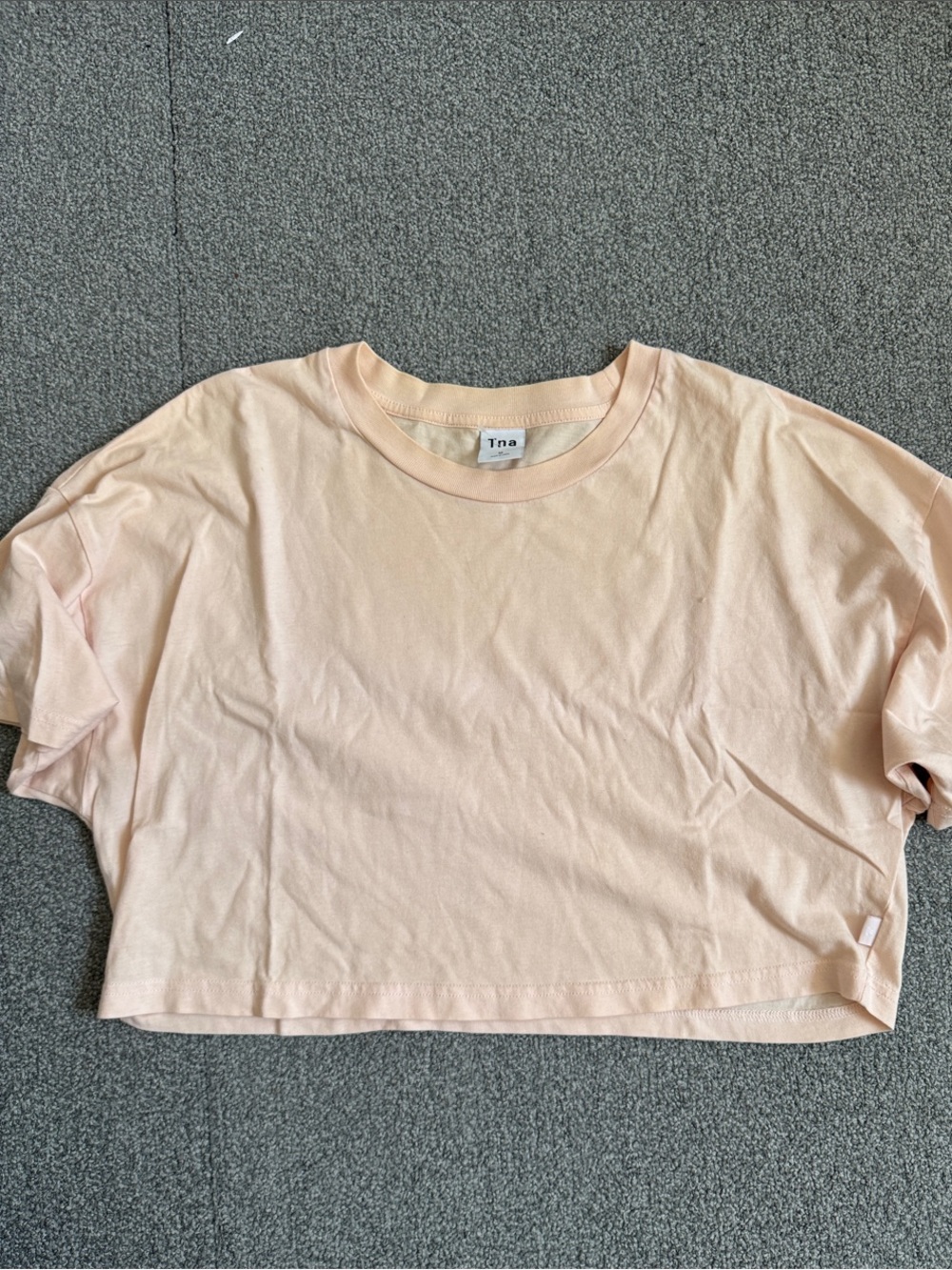 TNA Boxy Cropped Tee in Soft Peach